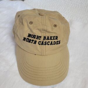 Mount Baker North Cascades WA Hat Baseball Cap Embroidered Khaki Souvenir EUC